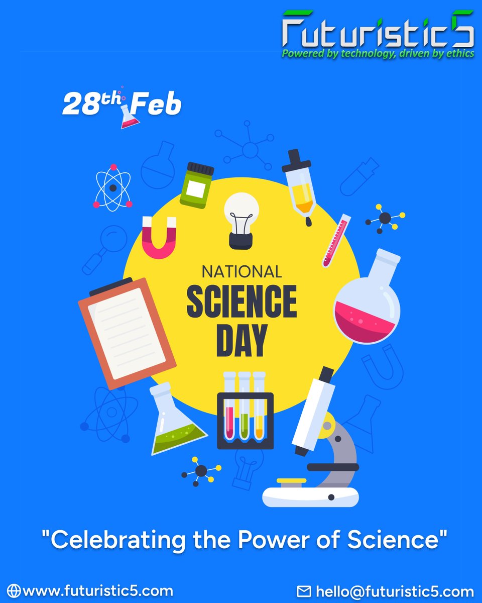 _Futuristic5's tweet photo. Science helps us understand, improve, and innovate. 
On #NationalScienceDay, we celebrate curiosity and the knowledge that continues to shape our connected world. 🔬

For IT solutions⬇️
🌐 https://t.co/hIgHZDfGoi
📩 hello@futuristic5.com

#Futuristic5 #Technology #Pune #India https://t.co/TVQdYLdADJ