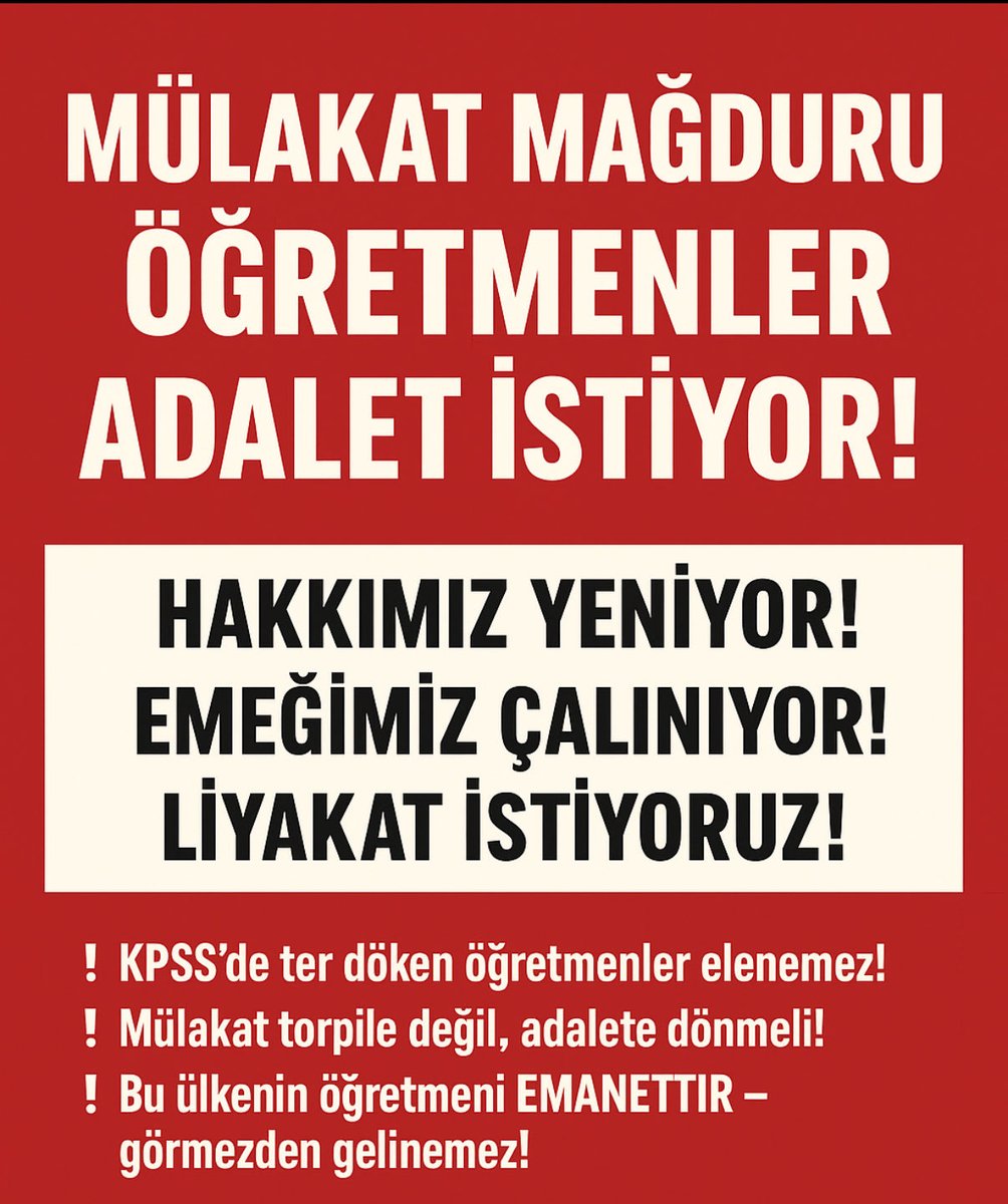 <a href="/oktay_saral/">Oktay SARAL</a> <a href="/RTErdogan/">Recep Tayyip Erdoğan</a> Mülakat mağduru öğretmenler gssp edilen hakkını istiyor.