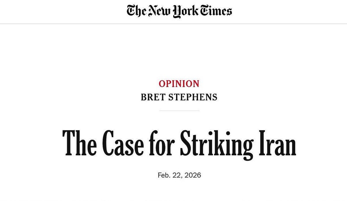 Brett Stephens is a war monger, propagandist, and fascist. And NYT is state media that loves war and death.  They published propaganda to push forward the Iraq War, and now 25 years later they’re pushing propaganda to push forward war on Iran.

Drop them. Invest elsewhere.

I
