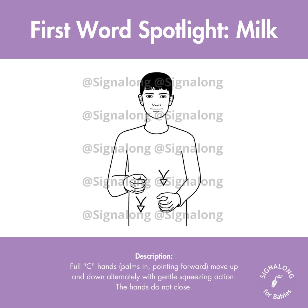 SignalongBabies's tweet photo. First word: Milk 🍼

Milk is often one of a baby’s first words and one of their most important!

Whether it’s breastmilk, formula, or cow’s milk, this everyday essential gives us the perfect opportunity to introduce early communication through Signalong for Babies.

 #BabySign https://t.co/iWTAOrQqAs