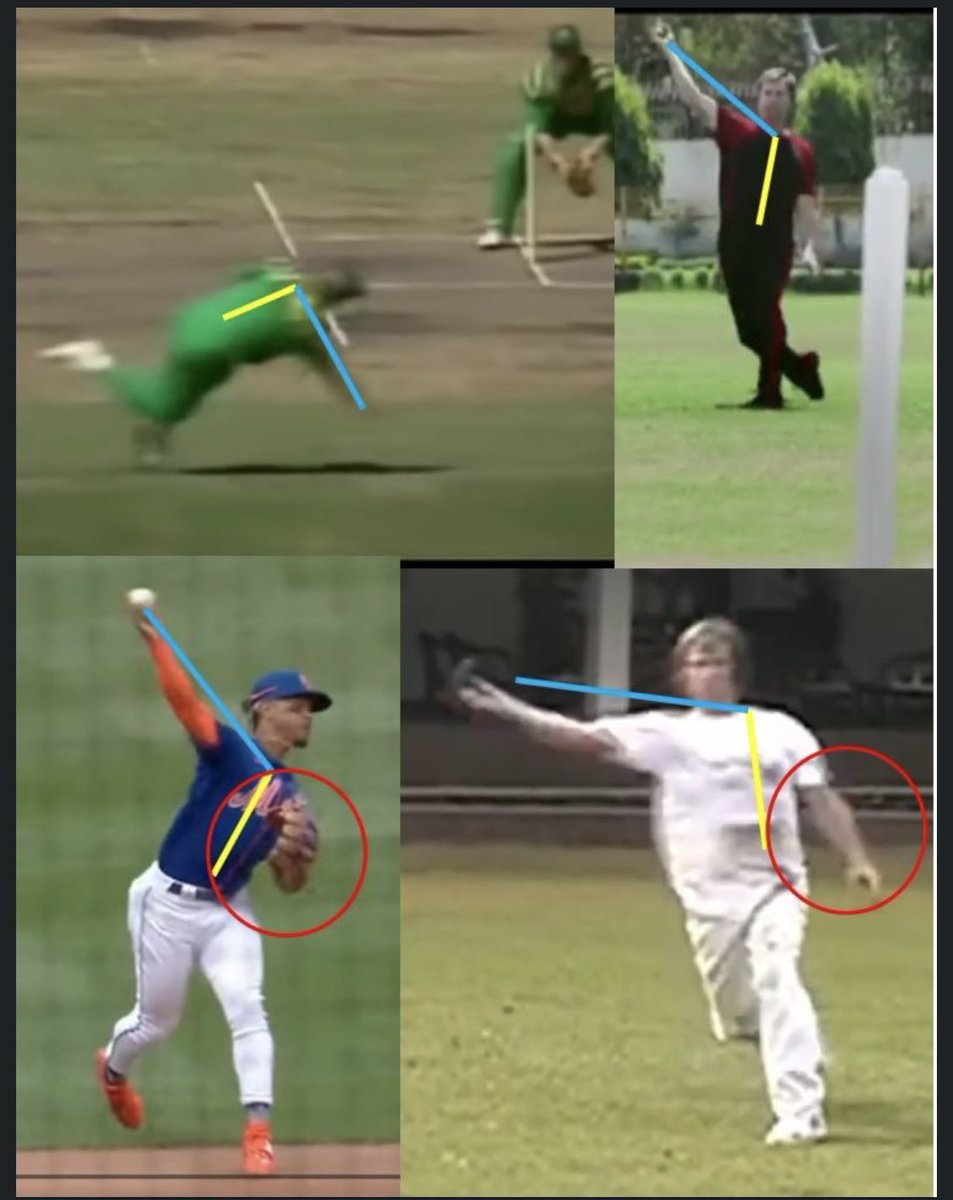 Another Cricket Myth is Throwing from "Over the top" with the forearm vertical, this is one of the greatest fielders to grace our sport Jonty Rhodes notice the angle between the upper spine and the arm releasing the ball is around 90 degrees, notice his backfoot slides behind the