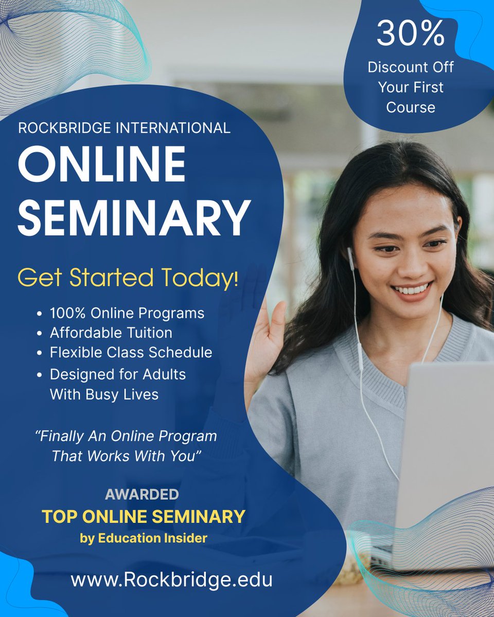 seminary's tweet photo. We are a seminary built for working adults.

Right now get 30% off your first course at Rockbridge International Seminary.

Follow the link down below for more info: https://t.co/IwnXH2nHqj https://t.co/mDEmdTZBuk