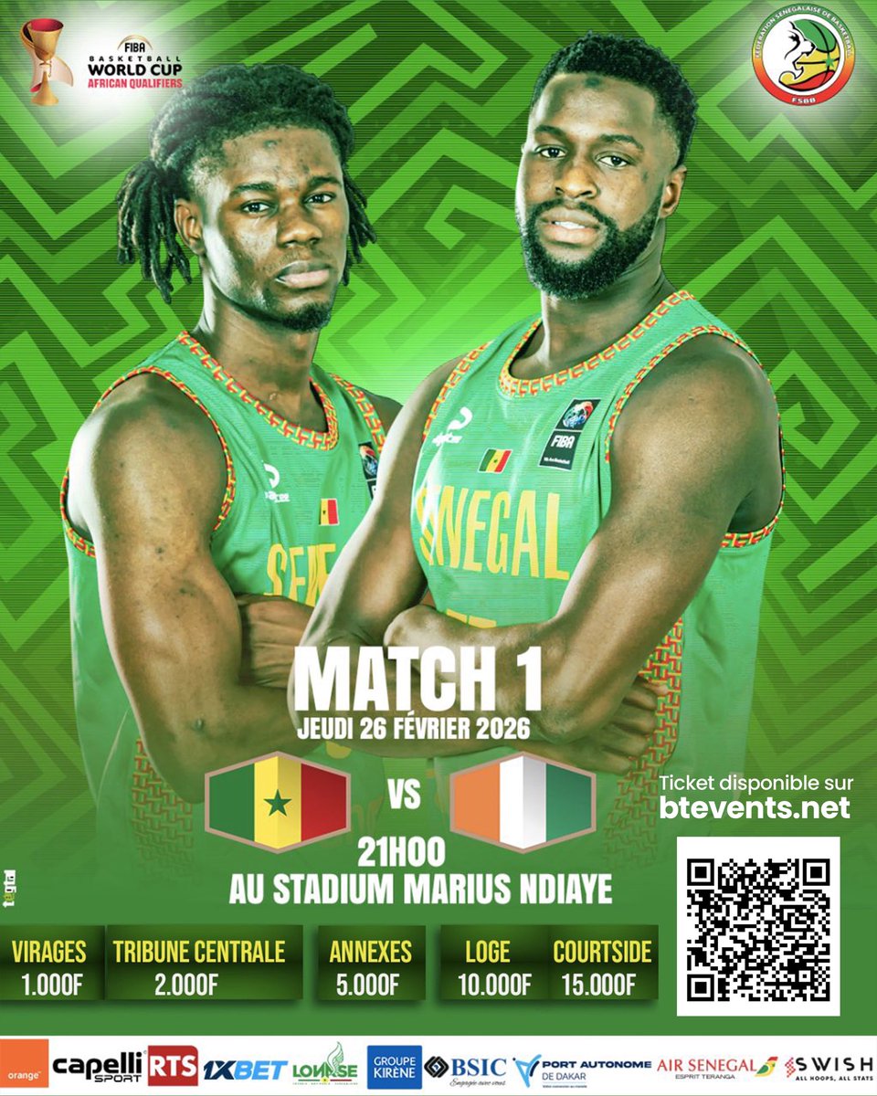 btevents_sn's tweet photo. La billetterie du match Sénégal 🇸🇳 vs Côte d’Ivoire, comptant pour la 1ʳᵉ journée des qualifications FIBA, est disponible sur BT Events.

🎟️ Prenez vite vos places sur https://t.co/NmyxiSqVlI et venez soutenir les Lions au Stadium Marius Ndiaye. 

🔗 https://t.co/apQGHVjfqm https://t.co/p34b3qsqZD