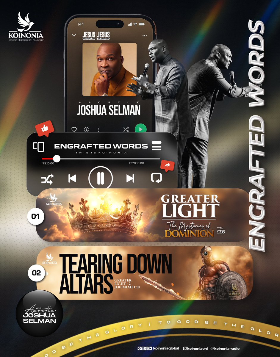 ENGRAFTED WORDS: KOINONIA SERMONS FOR THE WEEK

Dear Beloved,

This week’s recommended sermons invite you to greater light and higher spiritual authority. These teachings unveil the mysteries of dominion and address the systems that must be confronted for Believers to walk in