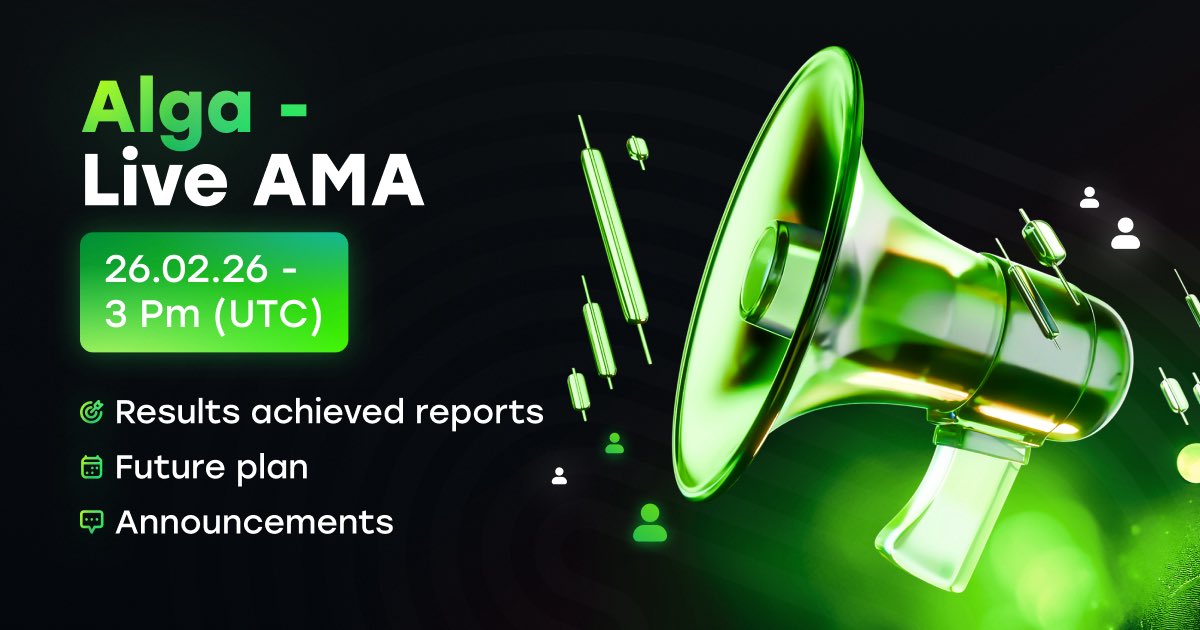 AlgaEcosystem's tweet photo. First Alga AMA is scheduled. 📣

🗓️ Feb 26, 2026
⏰ 3 PM UTC

We’ll talk about what’s live, what’s next, and where Alga is going.

🔗 Watch live:

YouTube
https://t.co/UZXitF3ofS

Twitch
https://t.co/Oxz9142MmM

Be there.

Full ALGA. https://t.co/YUHS2pAONI