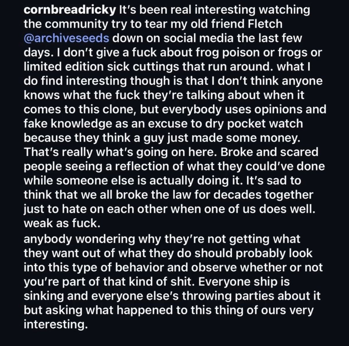 ArchiveSeedBank's tweet photo. When the OG @cornbreadricky says y'all some broke dick pocket watchers.  Time to listen up. 😂 https://t.co/n4WBVTJzbS