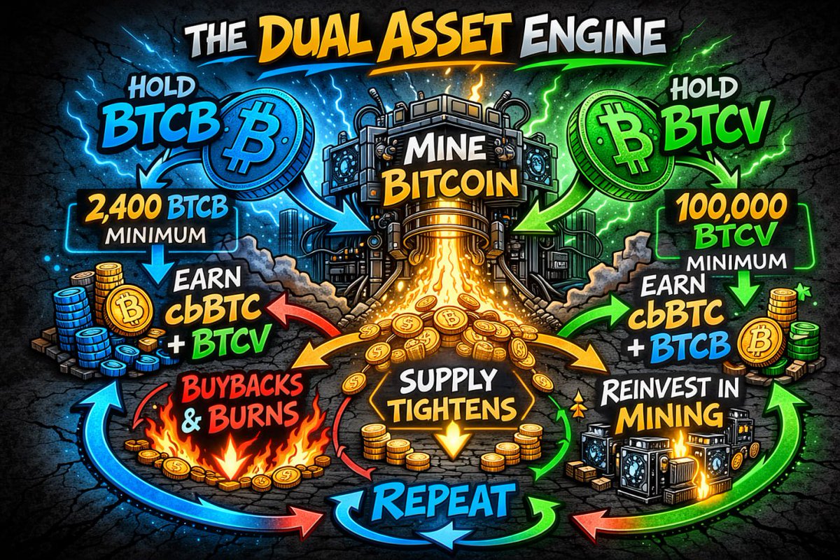 The wait for a real Bitcoin engine is over. 🔌⚡️

$BTCB × $BTCV has created the strongest $BTC flywheel in crypto.

This isn't just another pair—it’s a power move:

Dual-Token Symbiosis: Built to feed each other.

Hard Backing: 100% BTC-backed for maximum trust.

Scarcity: