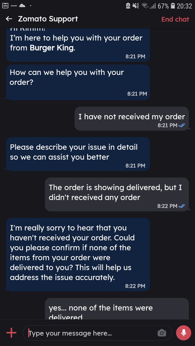 RimithStephen's tweet photo. Even after paying all sorts of fees, your order dos not not delivered. Although they initiated my refund, but we were hungry that time, more than refund we wanted food. That's what zomato suppose to do, deliver in times of emergency.
@zomato @deepigoyal https://t.co/hSHb5rGDYH