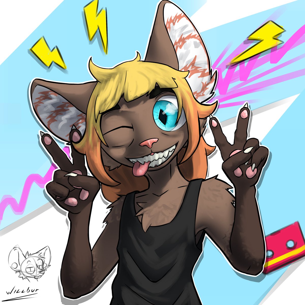 BDay gift for a friend, Lou

#furryart #furryartist #cat #Chibi #fursona
