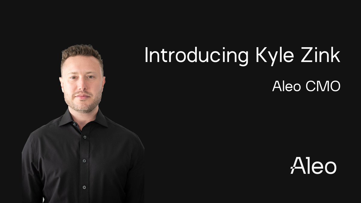 Aleo is excited to welcome <a href="/kylezink/">Kyle Zink</a> as Chief Marketing Officer 👏

Kyle brings deep experience scaling private L1 blockchains, wallets, stablecoins, and will lead communications, product marketing, and go-to-market as Aleo enters its next phase of growth.

Read more 👇
