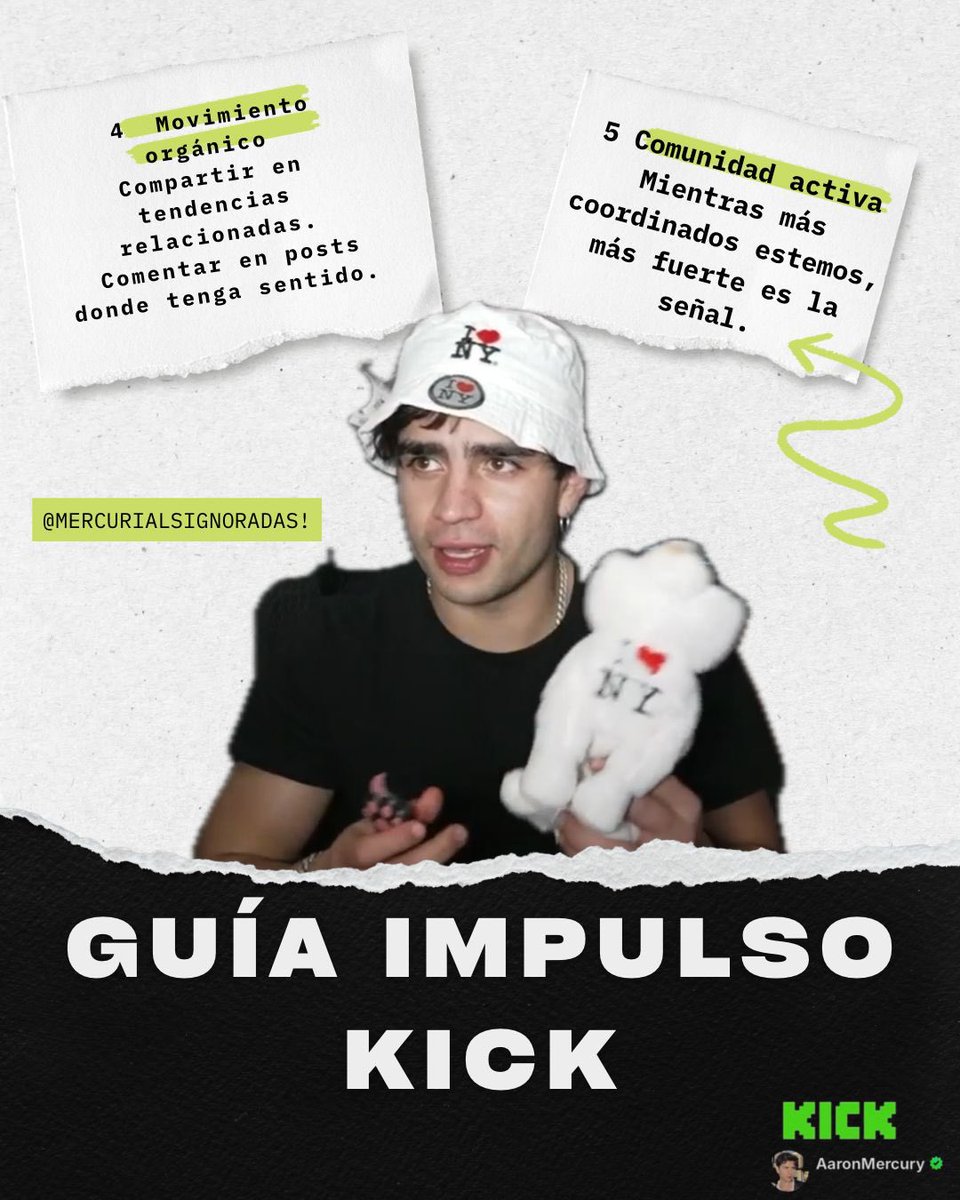 MercuIgnoradas's tweet photo. Mi @chocomenta777 se puso creativa y se aventó una guía para impulsar el Kick del muñeco, a mí de pronto, quizá por la brecha generacional,me parece una red un poco complicada,así que, una ayudadita,para cumplirle el sueño de crecerla al gatito, nunca está de más.
#AaronMercury https://t.co/ufA1zPsq00