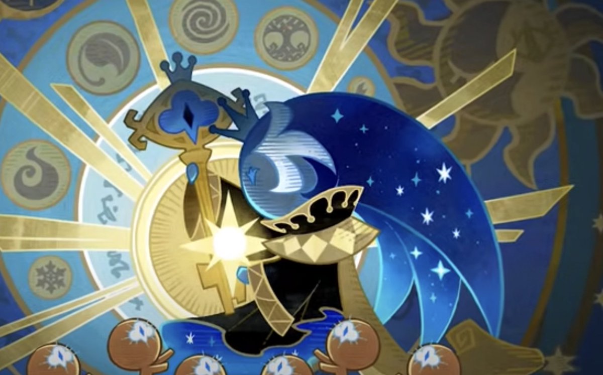 Yuimikazd's tweet photo. Fount is 100% meant to be the morning star. Not only their star imagery but they are also depicted as holding a star, quite literaly BRINGING LIGHT to cookie kind. Not to mention Shami is inspired by Lucifer Morningstar https://t.co/g7wfTei375