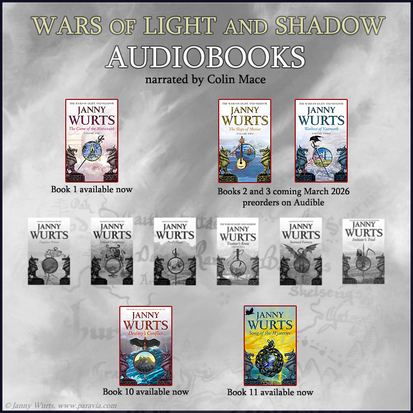 JannyWurts's tweet photo. Ten more days until the release of Ships of Merior in Audiobook format, with Warhost following in late March.
Perfect time to start with volume 1, Curse of the Mistwraith or have a pre-order ready to go. Wars of Light and Shadow Arcs I and II - perfect finish for a tryout. https://t.co/1DHINVVQVm