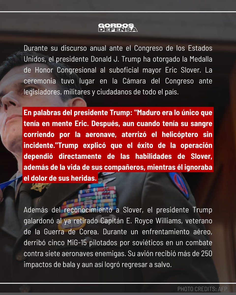 🇺🇸 | MEDALLA DE HONOR PARA ERIC SLOVER

Trump otorgó la Medalla de Honor al piloto Eric Slover y al veterano de Corea E. Royce Williams durante su discurso ante el Congreso.

➡️ Leé el artículo completo en nuestro sitio web y unite a nuestro server de Discord usando el link en