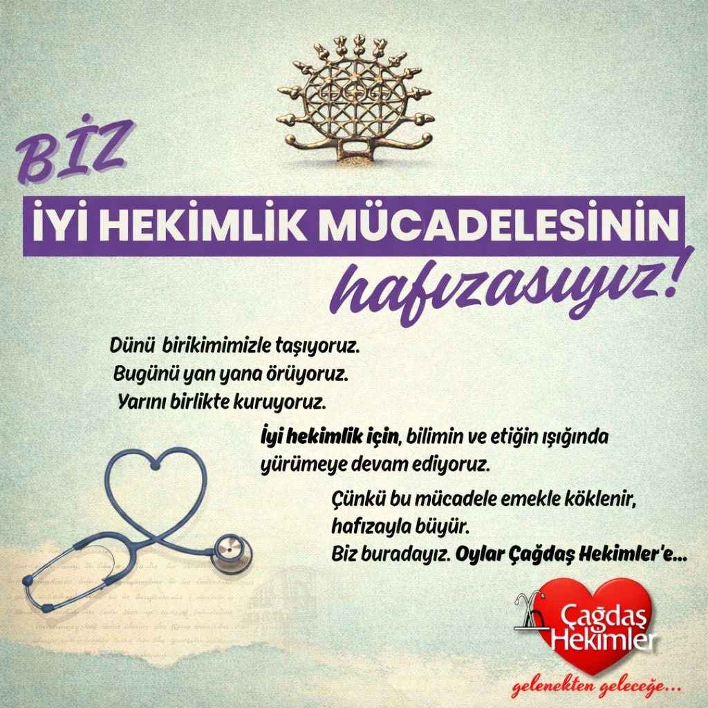 Yıllardır aynı inatla,
aynı umutla,
aynı sorumlulukla…

İyi hekimlik mücadelesini büyütüyoruz.

Şimdi o ışığı daha da güçlendirme zamanı.

Oylar Çağdaş Hekimlere!