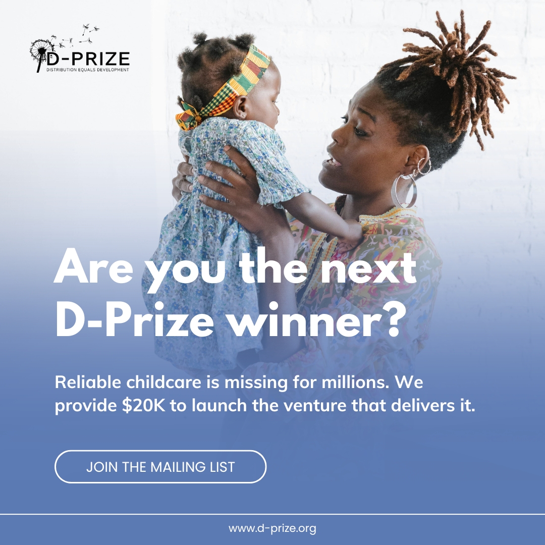 thedprize's tweet photo. No parent should have to choose between a paycheck and their child’s safety. Childcare models are proven, but we lack the organizations to scale them.

D-Prize provides up to $20K to the founders who will bridge the gap. The competition opens soon.

Join our mailing list to receive the application link when we launch: https://t.co/LvOXROG98G