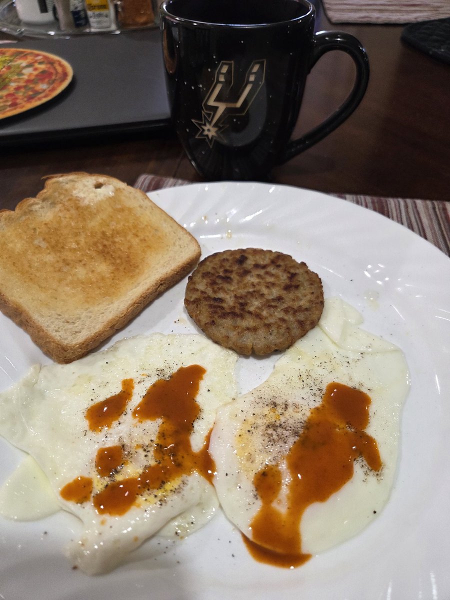 Good morning coffee and breakfast,  Go Spurs Go. Hump day every one.