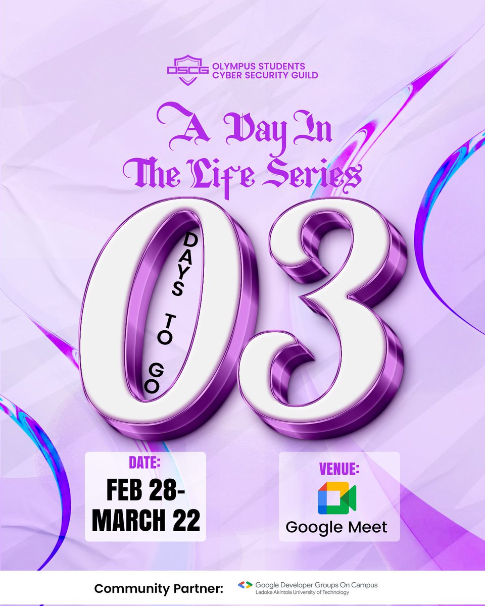 A Day In The Life Series is almost here 🚀
Get ready for real insights, real stories, and real value from industry professionals.

🗓 Feb 28 – March 22
📍 Google Meet

#OSCG #CyberSecurity #TechEvents