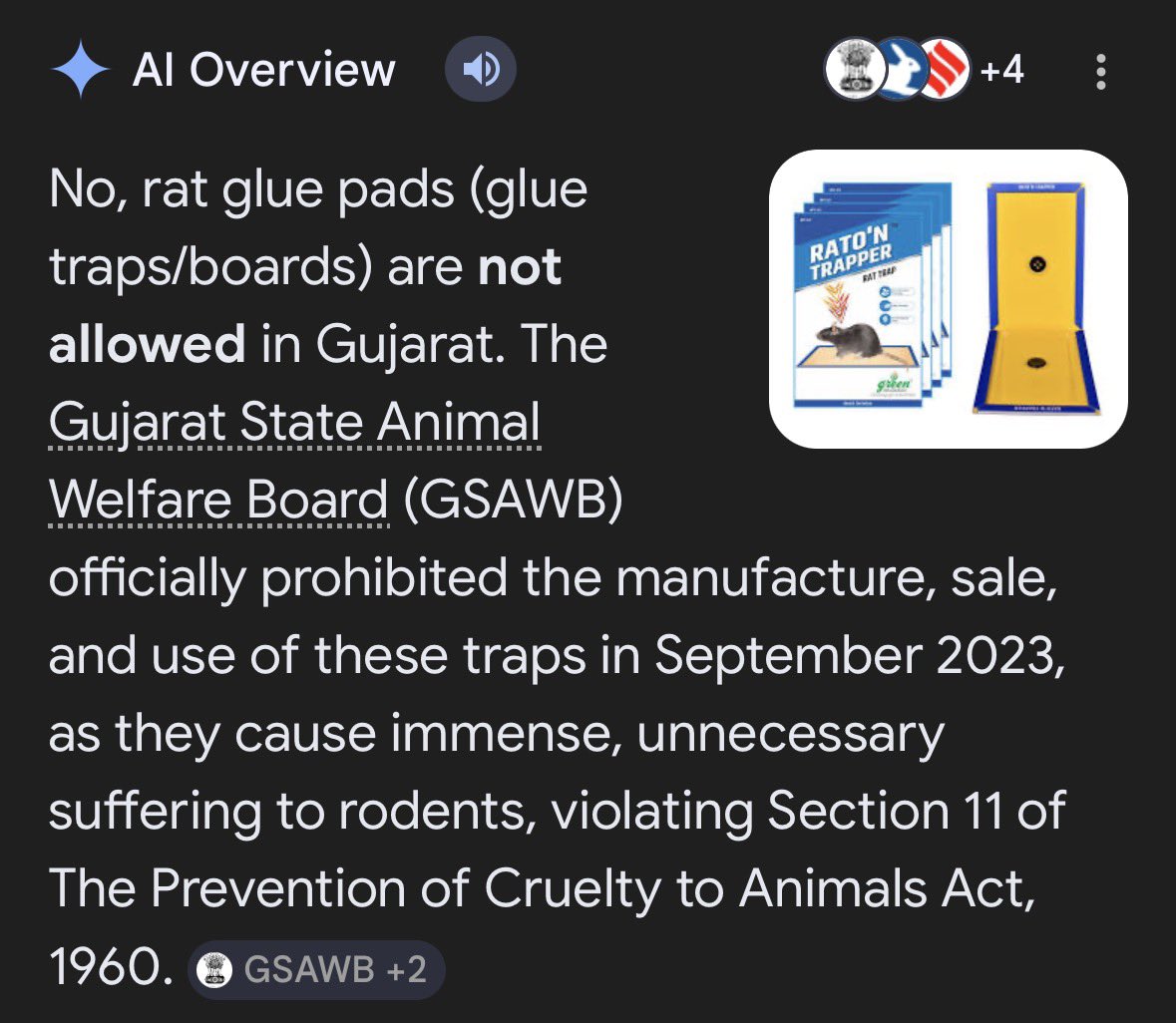 AI Tells that Rat Glue Pad ( Cruel Product to trap Rats) is prohibited in Gujarat too, but <a href="/SMARTBazaarIn/">SMART Bazaar</a> selling it openly. Why ? Is it allowed by <a href="/RILretail/">Reliance Retail Ltd</a> ? <a href="/RIL_Updates/">Reliance Industries Limited</a> PLEASE take the note of this and get stop selling this Inhumane product all over India.