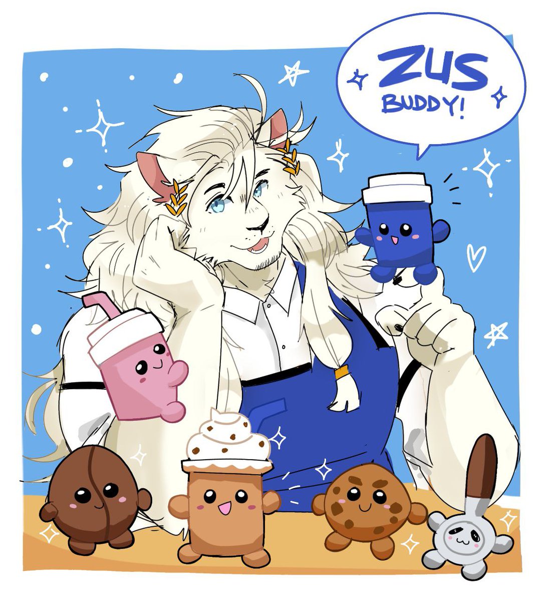haznutte's tweet photo. locals were fighting over greek god branding issue so i turned him big buff gentle lion barista https://t.co/x2JJNa1cZ1