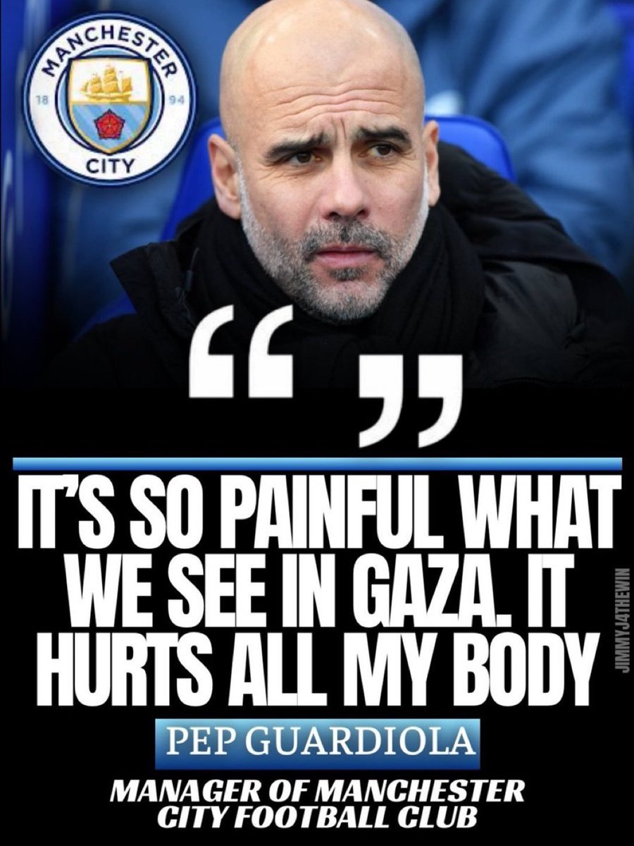 Nadira_ali12's tweet photo. "It's so painful what we see in Gaza. It hurts all my body"

- Pep Guardiola https://t.co/duSx055ZLD