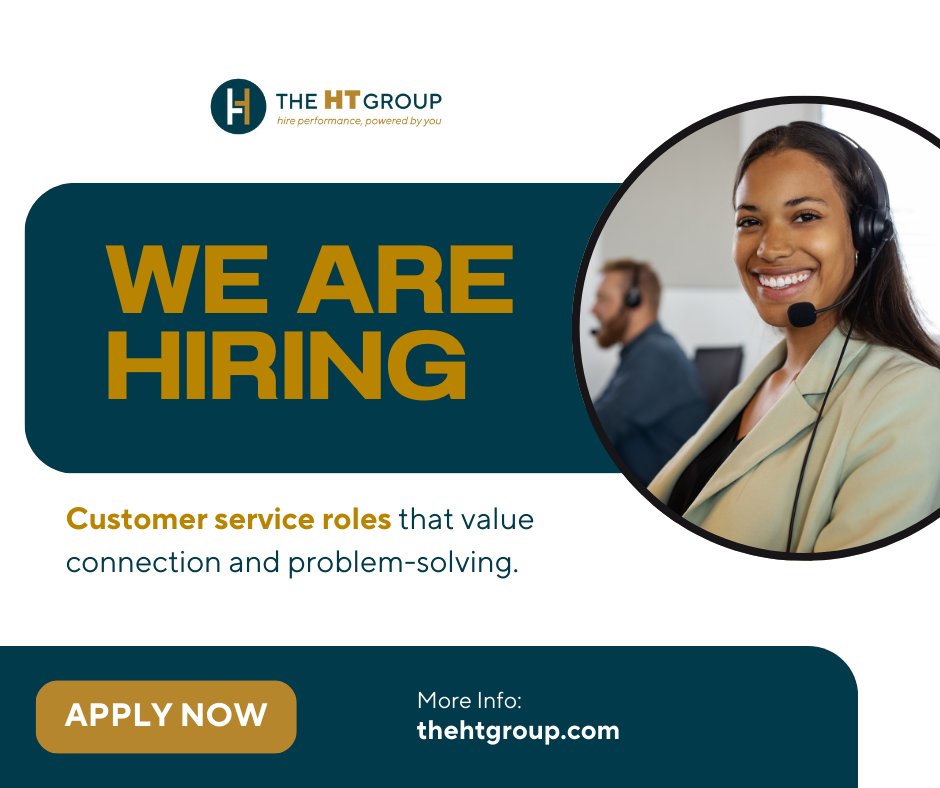 Help others, solve problems, and build a career in service. 📞
👉 bit.ly/3IOAZam

#TheHTGroup #SupportCareers #ApplyNow