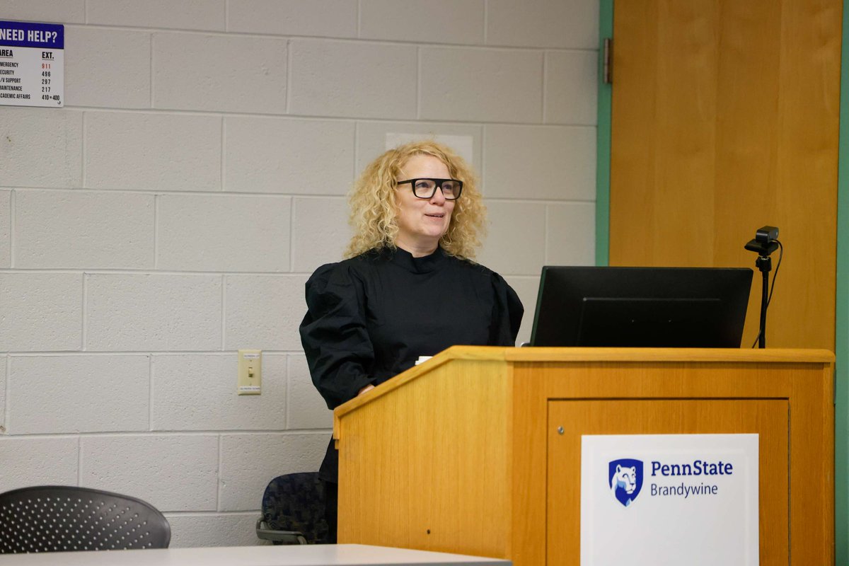 PSUBrandywine's tweet photo. Penn State Laureate Pearl Gluck visited Brandywine yesterday, giving presentations about her passion for storytelling and showing her film "The Turn Out." https://t.co/rXA0zsQj67