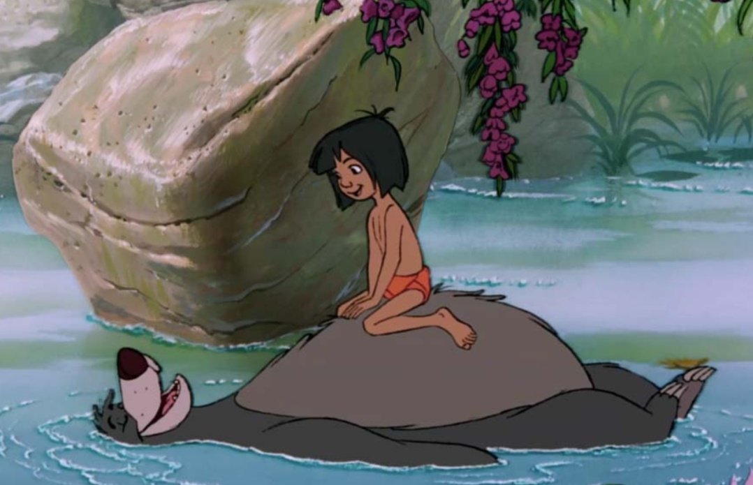 Another Jungle Book reference 😍 Noodle as Mowgli and Russel as Baloo the bear, so cute!