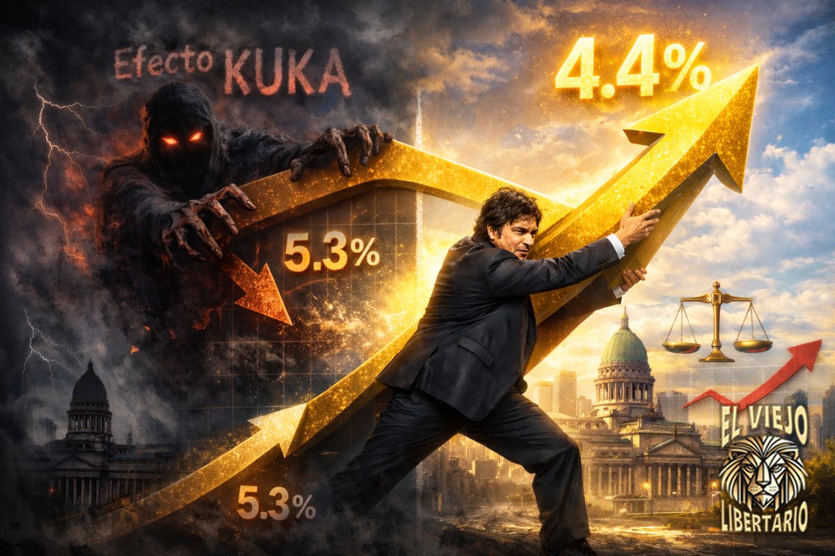 ViejoLibertario's tweet photo. ARGENTINA 2025: @JMILEI VS EL EFECTO KUKA

Argentina creció un 4,4% en 2025.

Las consultoras internacionales, e incluso el J.P. Morgan, habían tenido a comienzos de ese año expectativas aún más optimistas.

Esas proyecciones fueron recortándose en la medida en que la oposición inició su batalla legislativa intentando, a toda costa, romper el equilibrio fiscal. Fueron meses de campañas del miedo, proyectos de ley sin financiamiento, vetos y desgaste institucional. (Esto puede verificarse en: https://t.co/RAuHNpy4Zo
)

Lo que muchos argentinos llamamos: el efecto Kuka.

Es decir, ese punto o más que podríamos haber crecido no se logró por la acción de los kukas, autodenominados “abanderados sociales”, dispuestos a perjudicar al país y sembrar el caos con tal de preservar sus propios intereses.

Saludos
Hugo Villada (EVL)