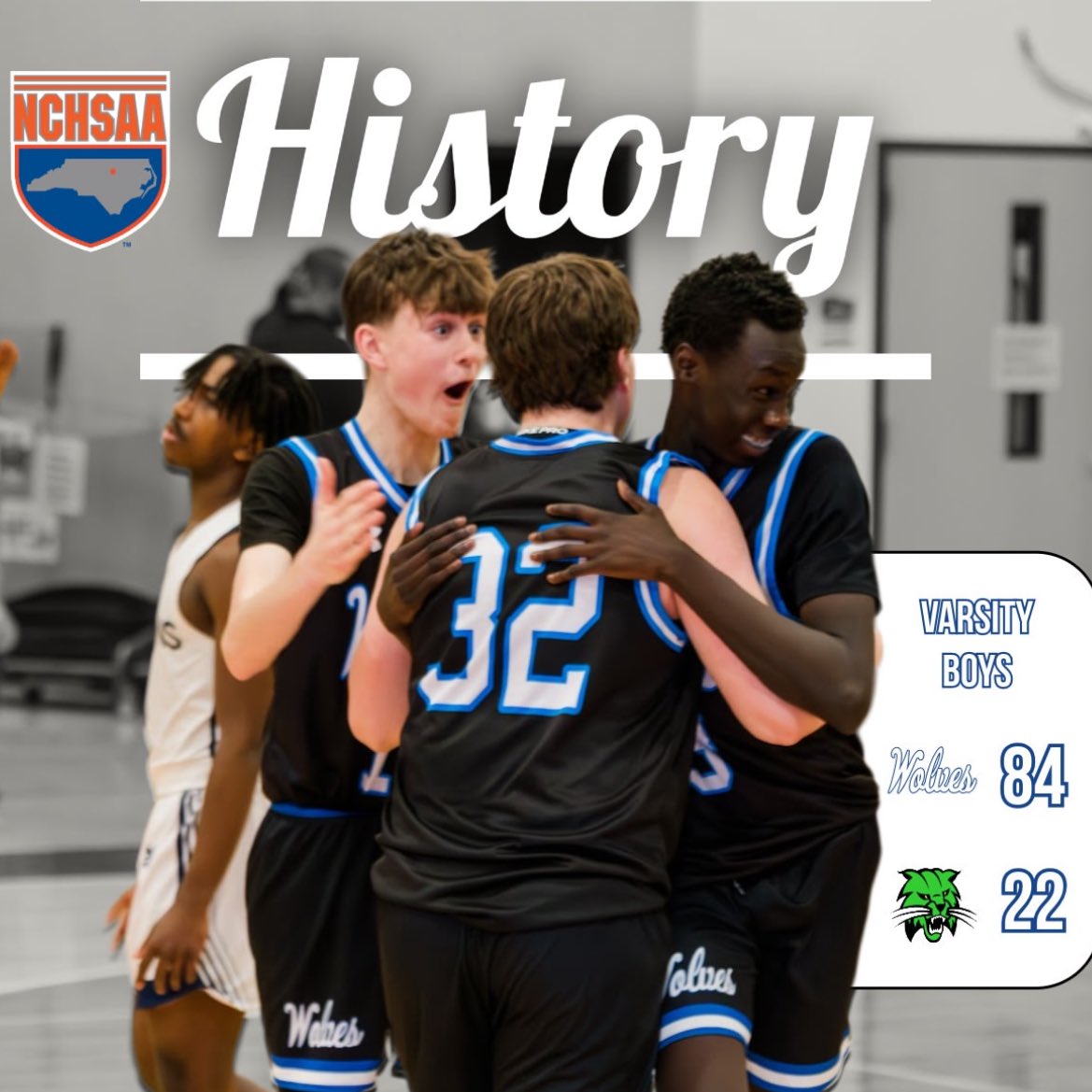 1st NCHSAA Playoff Win in school history 🐺
Stats from that game :
12 Pts
11 Ast
7 Stl
6 Reb