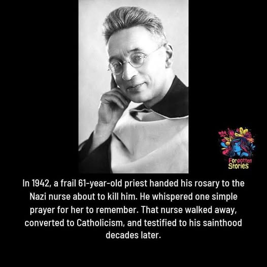 Jsmum46's tweet photo. The poison needle was ready.
St. Titus Brandsma lay dying in Dachau's med ward, his body broken from months of beatings. The Dutch nurse standing over him despised everything he represented. She'd volunteered for this job. She wanted to kill priests. He handed her his Rosary. 🧵 https://t.co/8JaKX0AmGw