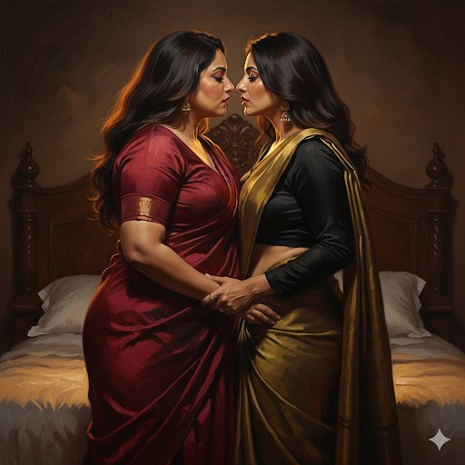 ShringaraSoul's tweet image. In rooms warmed by lamplight and carved in shadow, their closeness feels timeless—like a painting where longing, strength, and tenderness meet in silence. 
#TimelessConnection #MoodyRomance #GoldenLight #SilkAndShadow #ClassicElegance #ArtInspired