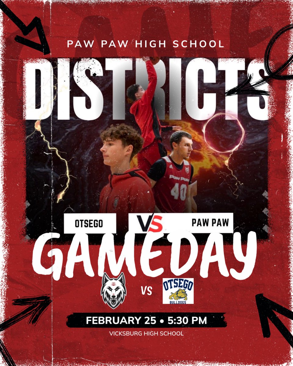 The road to the Breslin starts tonight for the Red Wolves!  #GuardU   
We take on conference rival, Otsego.
📍Vicksburg High School
⏰ 5:30pm
<a href="/michiana_hoops/">michianahoops</a> <a href="/BrzezinskiAlec/">Alec Brzezinski</a> <a href="/BankHoops/">Bank Hoops - Stephen Bell</a> <a href="/HankampScott/">Scott Hankamp</a> <a href="/Gilbert_Hoops/">Jonathon Gilbert</a> <a href="/matthewehler/">Matthew Ehler</a>