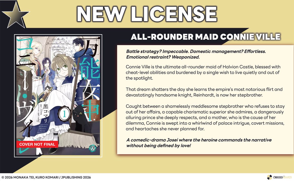 [LICENSE ANNOUNCEMENT] 
Battle strategy? Impeccable. Domestic management? Effortless. Emotional restraint? Weaponized.

Connie Ville is the ultimate all-rounder maid of Halvion Castle, blessed with cheat-level abilities and burdened by a single wish to live quietly and out of the