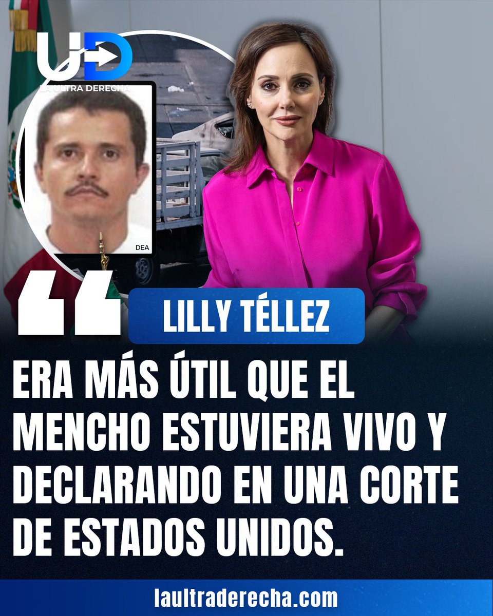 🇲🇽|🇺🇸 #ÚLTIMAHORA La senadora de derecha, <a href="/LillyTellez/">Lilly Téllez</a>, sostuvo que la muerte del líder del CJNG impidió que revelara información clave ante autoridades estadounidenses sobre presuntos vínculos políticos, sumándose a los miles de usuarios que inevitablemente se preguntan si el