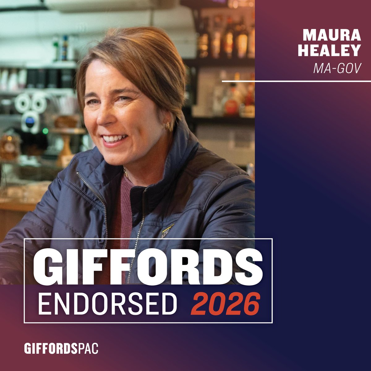 GIFFORDS_org's tweet photo. Governor @Maura_Healey has spent her career working to keep Massachusetts communities safe.

Under her leadership as AG and governor, MA has made lifesaving progress—banning untraceable ghost guns and working to keep illegal guns off the streets. We’re proud to endorse Gov. Healey for reelection.