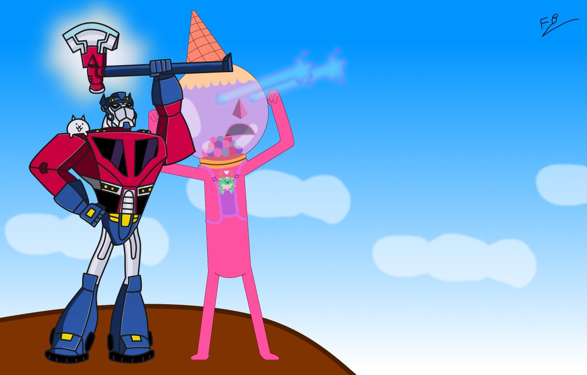 f_balloons's tweet photo. FINAL FINAL contribution to the collabs. Optimus Prime + Gumball Guardian protecting the weak together! https://t.co/36sxRX208Q