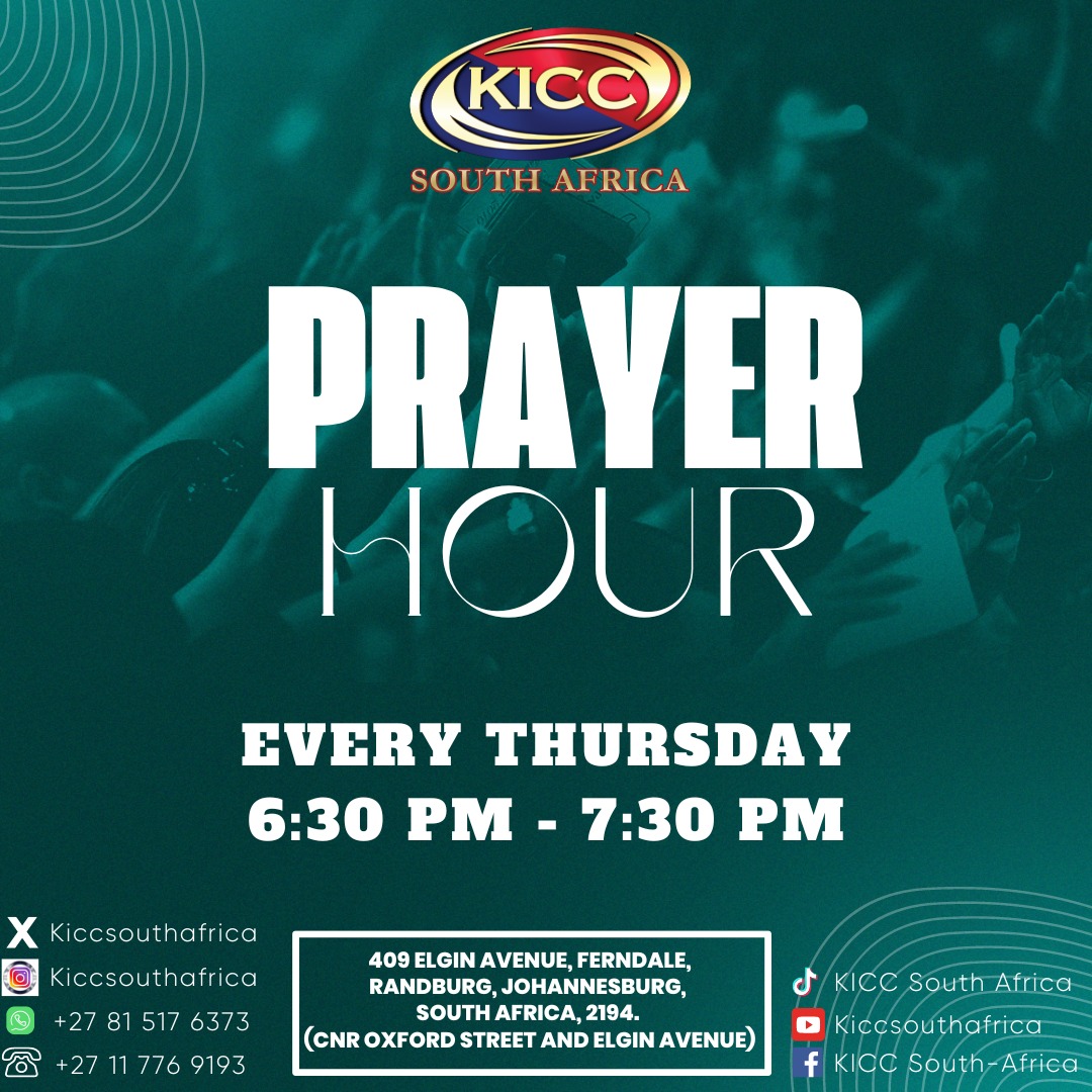 kiccsouthafrica's tweet image. Join us for a time of prayer on Thursday 26th February from 6:30pm. . Come and let us call on the name of Jesus in one accord.
#kiccsouthafrica 
#prayerhour
#PrayUntilSomethingHappens 
#TokkyAdemoyero 
#prayerworks