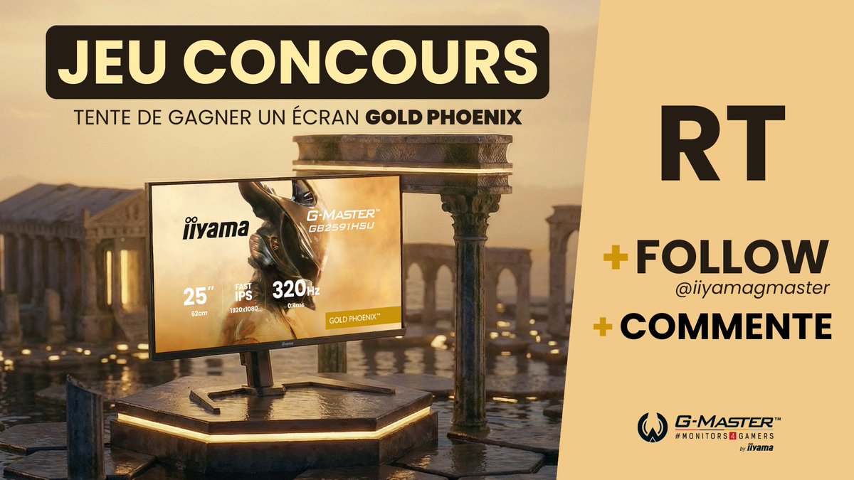 🎁 JEU CONCOURS ÉCRAN GAMER 🎁

Tente de gagner un écran iiyama G-MASTER #GoldPhoenix de 320 Hz 🖥️

Pour participer 👇

🔁 RT
✅ Follow <a href="/iiyamagmaster/">iiyama G-MASTER</a>
🫧 Commente "Il me faut absolument cet écran"

Tirage au sort le 11 mars 2026 🍀

#iiyamagmaster #Giveaway #JeuConcours