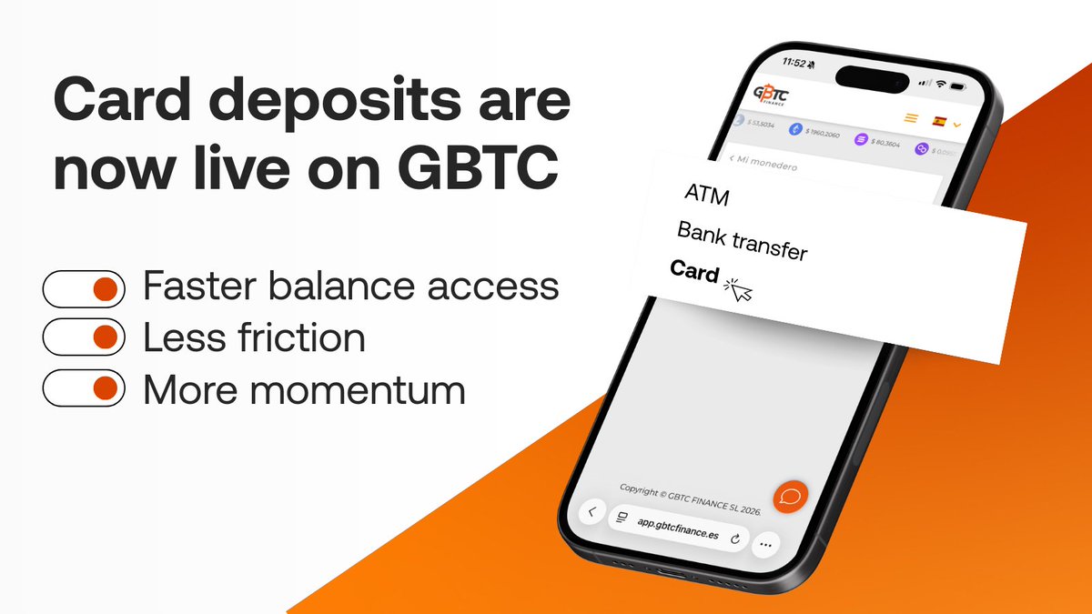 💳 Card deposits are now live on GBTC.

The issue isn’t deciding, it’s waiting for your balance.

Deposit with Visa or MasterCard. Now faster, with fewer steps and 0 friction.

Log in 👉 f.mtr.cool/qhtvvsucgv
Or create your account today 👉 f.mtr.cool/obynhcpfea

#crypto