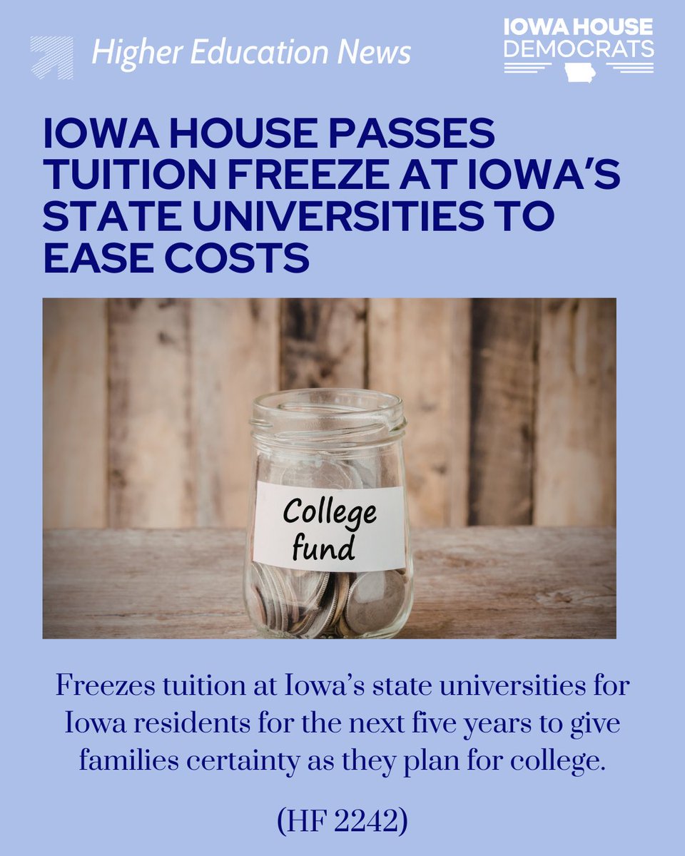We’ve fought for a five year tuition freeze at Iowa’s state universities, and yesterday I voted to make it happen. Iowa families deserve certainty when planning for college.