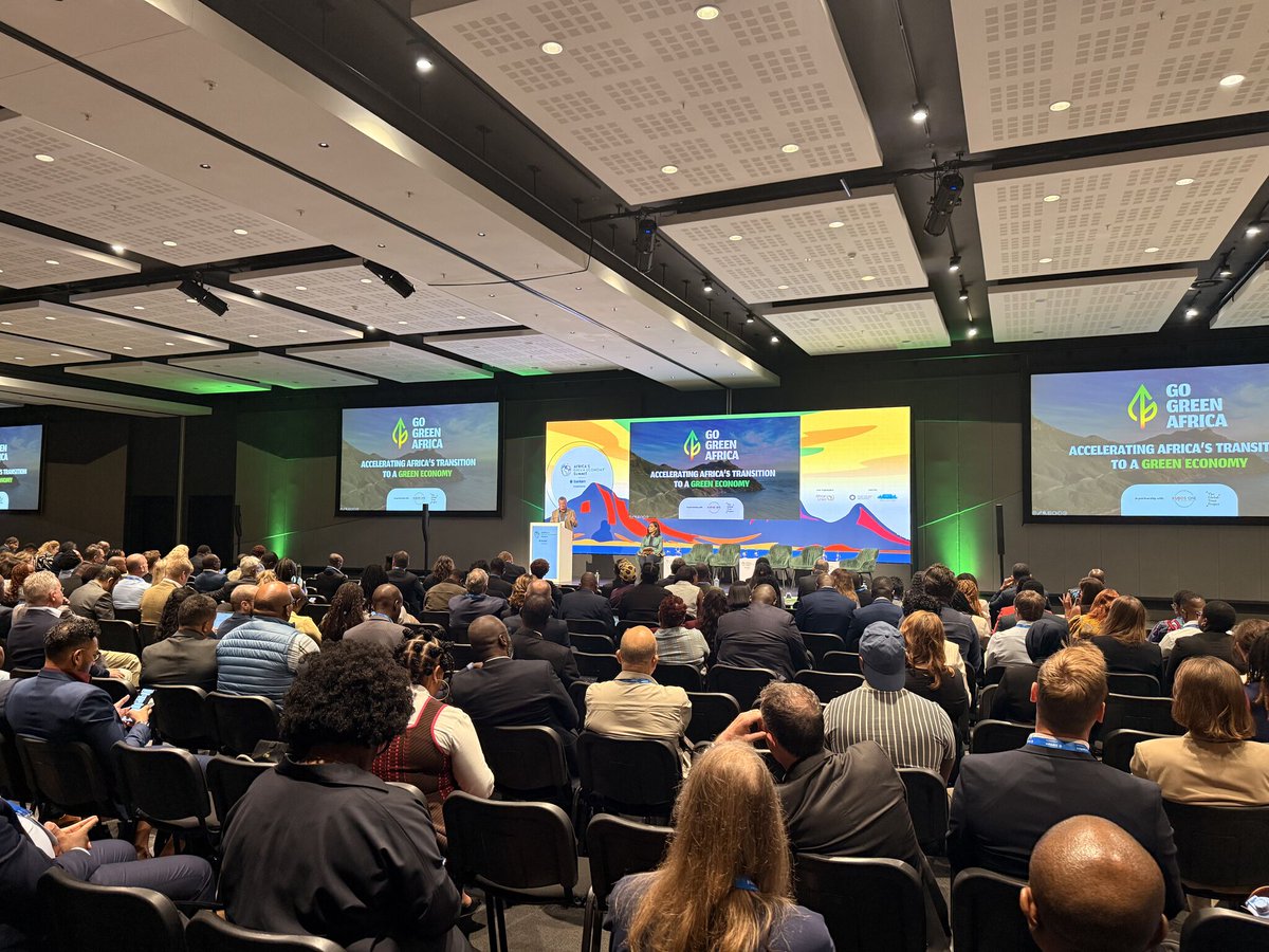 K_Mokgonyana's tweet photo. Attending the 2026 Africa's Green Economy Summit #AGES2026, representing @PowerShftAfrica and supporting our partners (AGII, APRA and AfCFTA). Great to see green innovations by SMMEs, understand the investment landscape and determine industrialisation pathways for Africa. https://t.co/bZdmZEVRB7