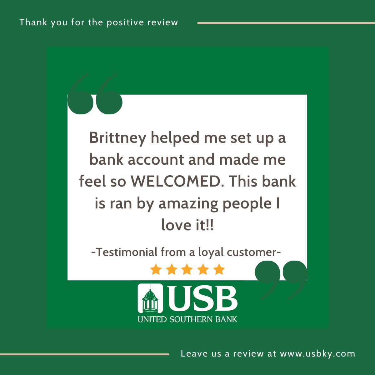 We love receiving great reviews from our customers! 💚We always strive to provide excellent customer service that exceeds expectations, and we love hearing from you when you feel that we have met that goal!