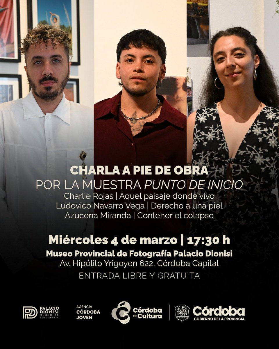 📸 𝗖𝗵𝗮𝗿𝗹𝗮 𝗮 𝗽𝗶𝗲 𝗱𝗲 𝗼𝗯𝗿𝗮 | 𝗣𝗨𝗡𝗧𝗢 𝗗𝗘 𝗜𝗡𝗜𝗖𝗜𝗢

🗓 Miércoles 4 de marzo | 17:30 h
🏛️Salas 1, 2 y 3 – #MuseoPalacioDionisi
 📍 Av. Hipólito Yrigoyen 622, Córdoba Capital
 🎟 Entrada libre y gratuita