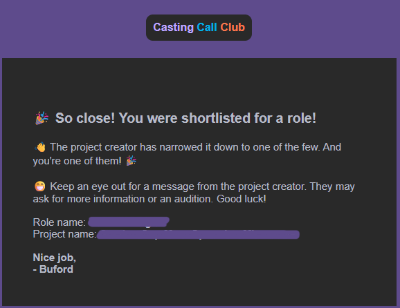 And just like that, ANOTHER shortlist. This one for a very big project with well over a hundred auditions submitted (not from me solely). Cross your fingers, peeps! #voiceacting #voiceactor