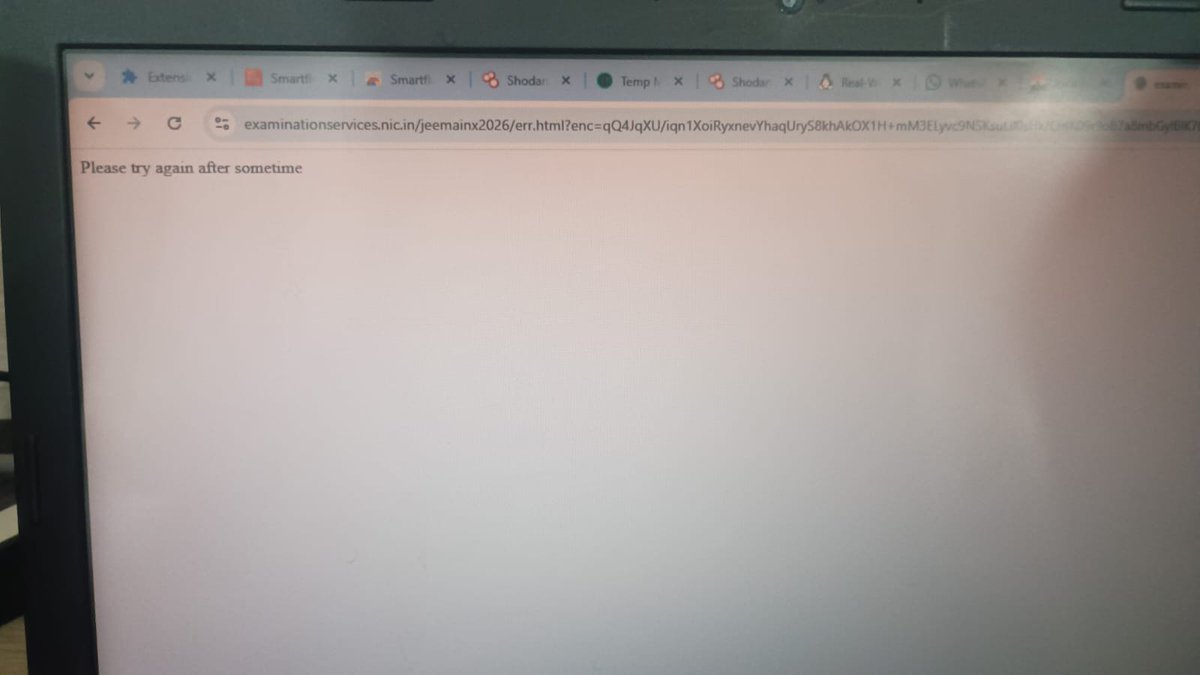 ShyamChandels's tweet photo. @NTA_Exams The JEE website has been constantly crashing for the last 6 hours, due to which my daughter could not submit her form. As a parent, this is very stressful. Please look into this technical issue and extend the deadline. @NTA_Exams #JEEMain #JEERegistration #NTA https://t.co/5lpc5hlhZB