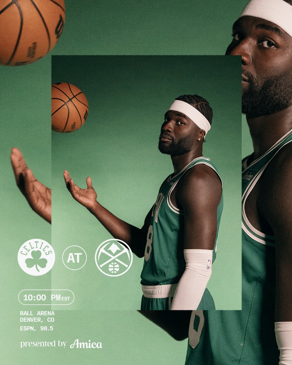 TONIGHT ☘️ Celtics at <a href="/nuggets/">Denver Nuggets</a> 

⏰ 10:00 PM EST
📺 <a href="/espn/">ESPN</a> 
🎙️ <a href="/985TheSportsHub/">98.5 The Sports Hub</a> 
📲 on.nba.com/3MFdfYr

#DifferentHere