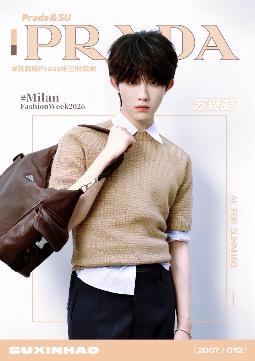 soprazucca's tweet photo. Un grazie speciale a @Prada per l’invito 💌

From campaign films to SU’s 19th birthday documentary, from airport looks to casual outfits, from ready-to-wear to bags and accessories, Su Xinhao has been serving the PRADA energy nonstop — a seamless match that speaks volumes about his place at the forefront of fashion ❤️‍🔥

PRADA SUperstar

#SUxPrada #MFW