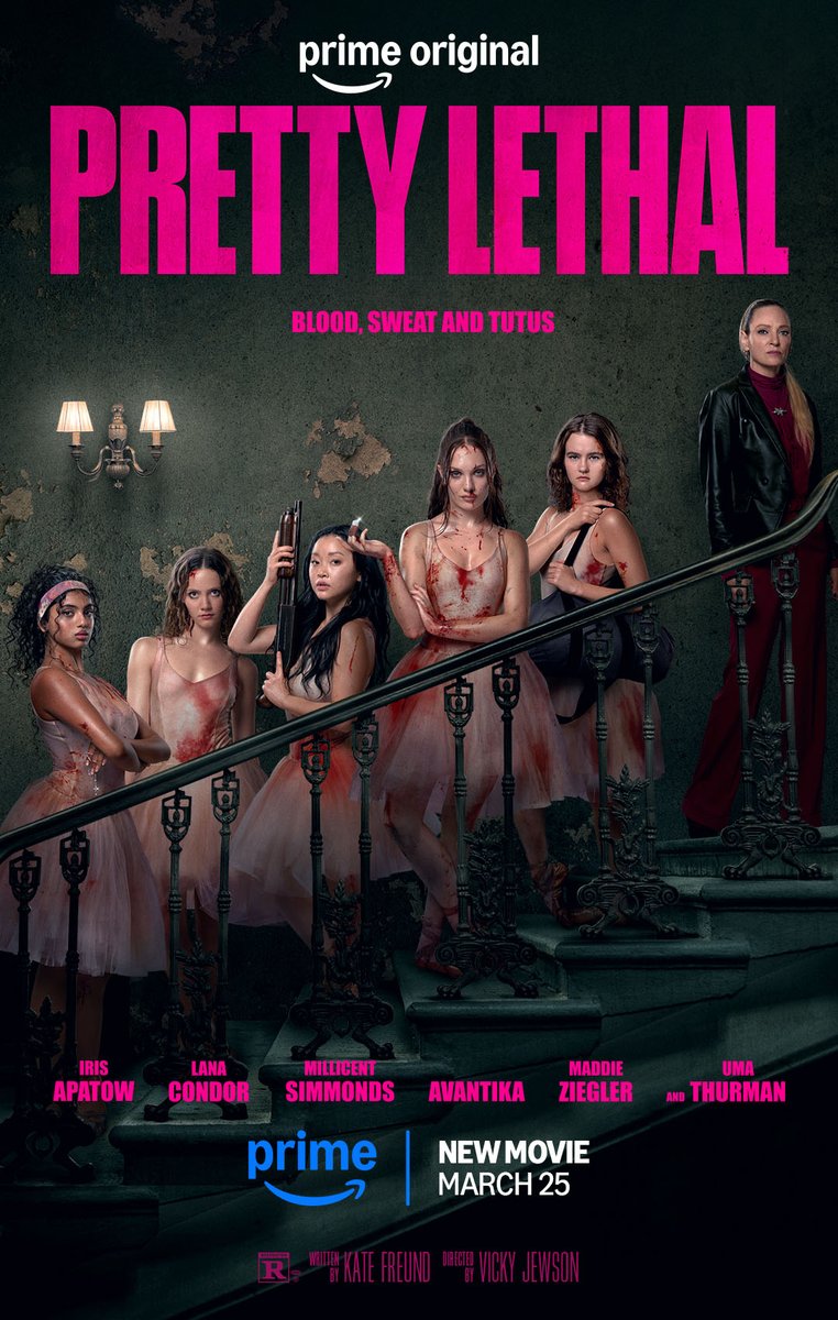 MuchoMiedoMX's tweet image. Póster de #PrettyLethal, cinta de Vicky Jewson (“The Witcher: Blood Origin”), escrita por Kate Freund.  Se estrenará el 25 de marzo en Prime Video. 

Cinco bailarinas buscan refugio llegando a la posada de Devora Kasimer, para descubrir que algo muy malo les espera.