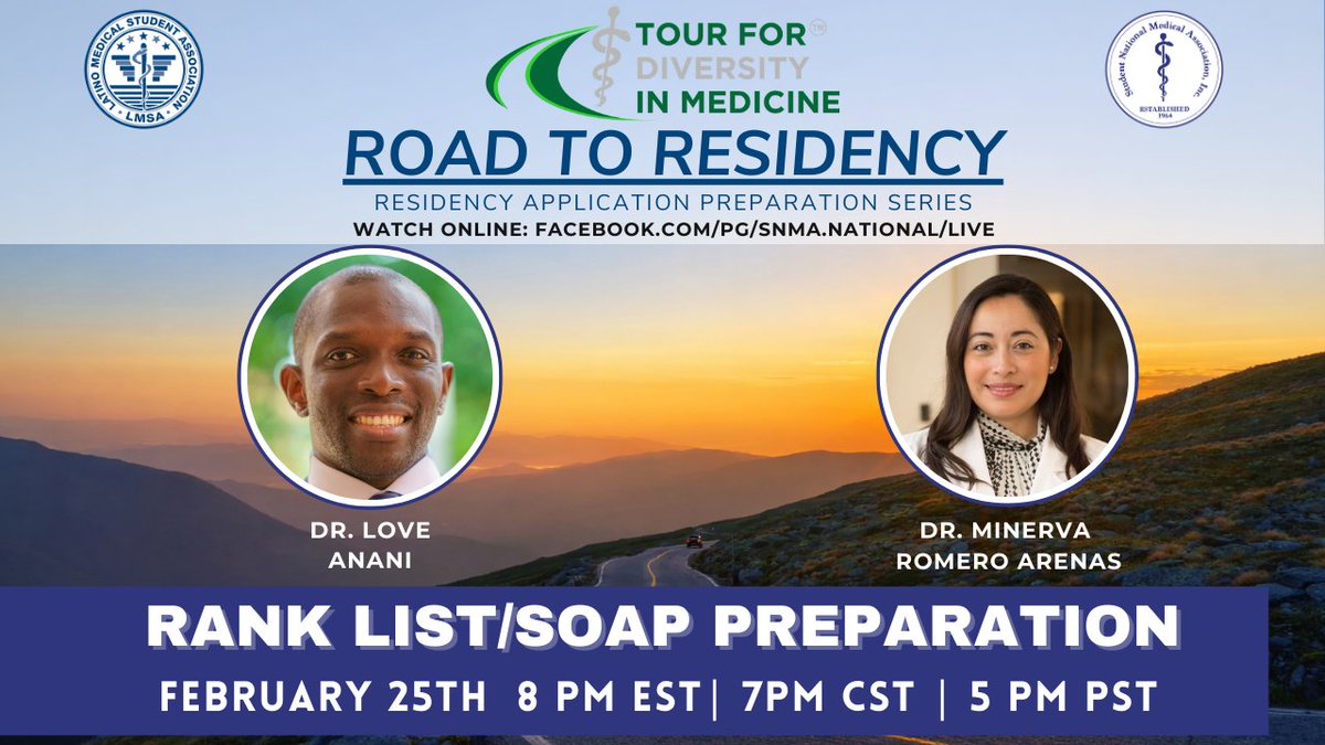 Tour4Diversity's tweet photo. Tonight we are back at it again.  Join us for the best tips and tricks to making a rank list AND how to prep/avoid SOAP

https://t.co/THsqbtY4Pk https://t.co/be4dZwOMa6